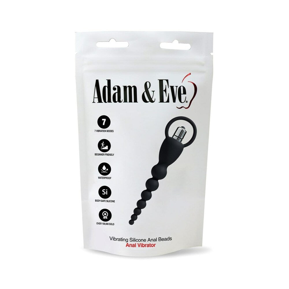 Adam & Eve Vibrating Silicone Anal Beads with Removable Bullet Vibe – Black
