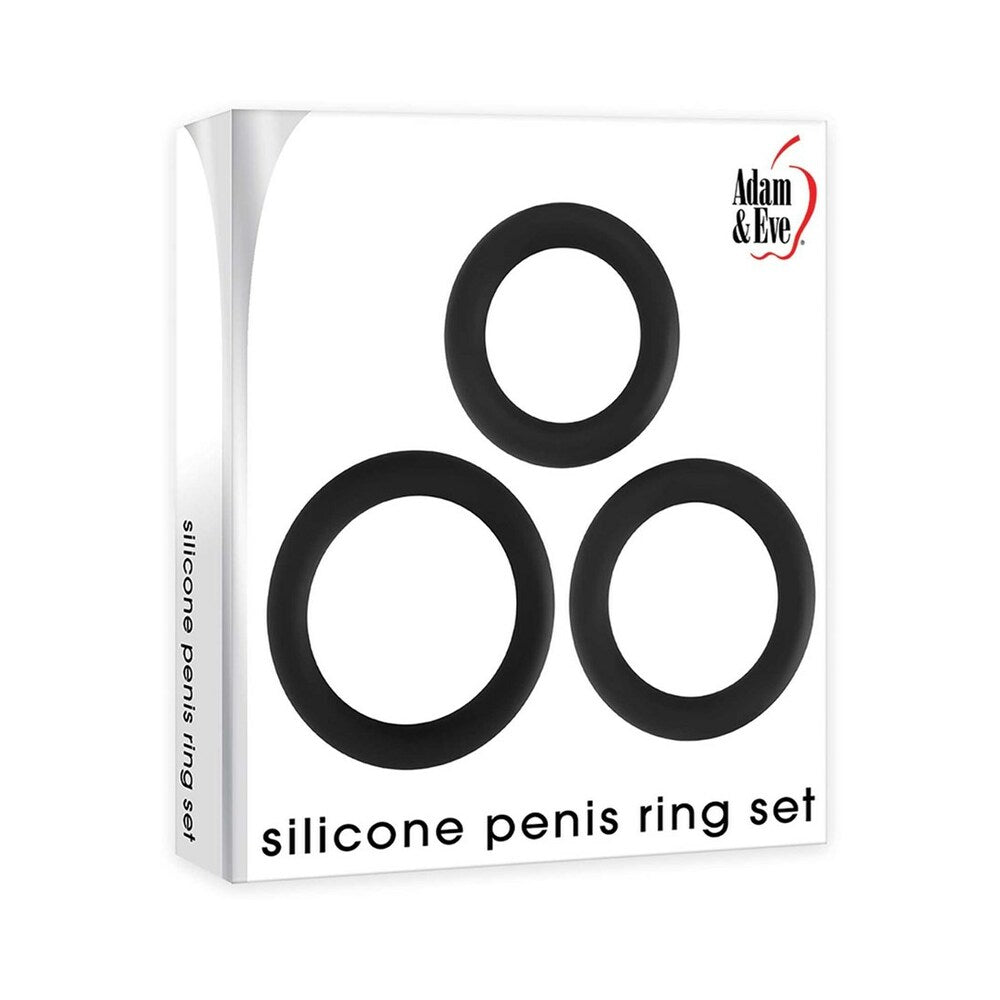 Adam & Eve Silicone Penis Ring Set – Black – 3 Sizes