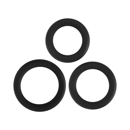 Adam & Eve Silicone Penis Ring Set – Black – 3 Sizes