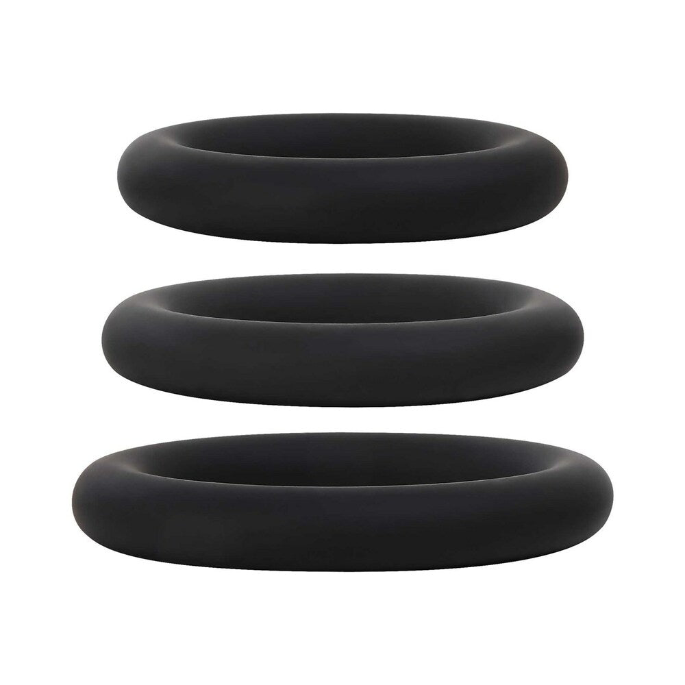 Adam & Eve Silicone Penis Ring Set – Black – 3 Sizes