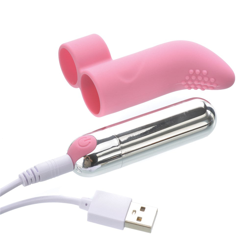 Adam & Eve Silicone Rechargeable Finger Vibe – Light Pink