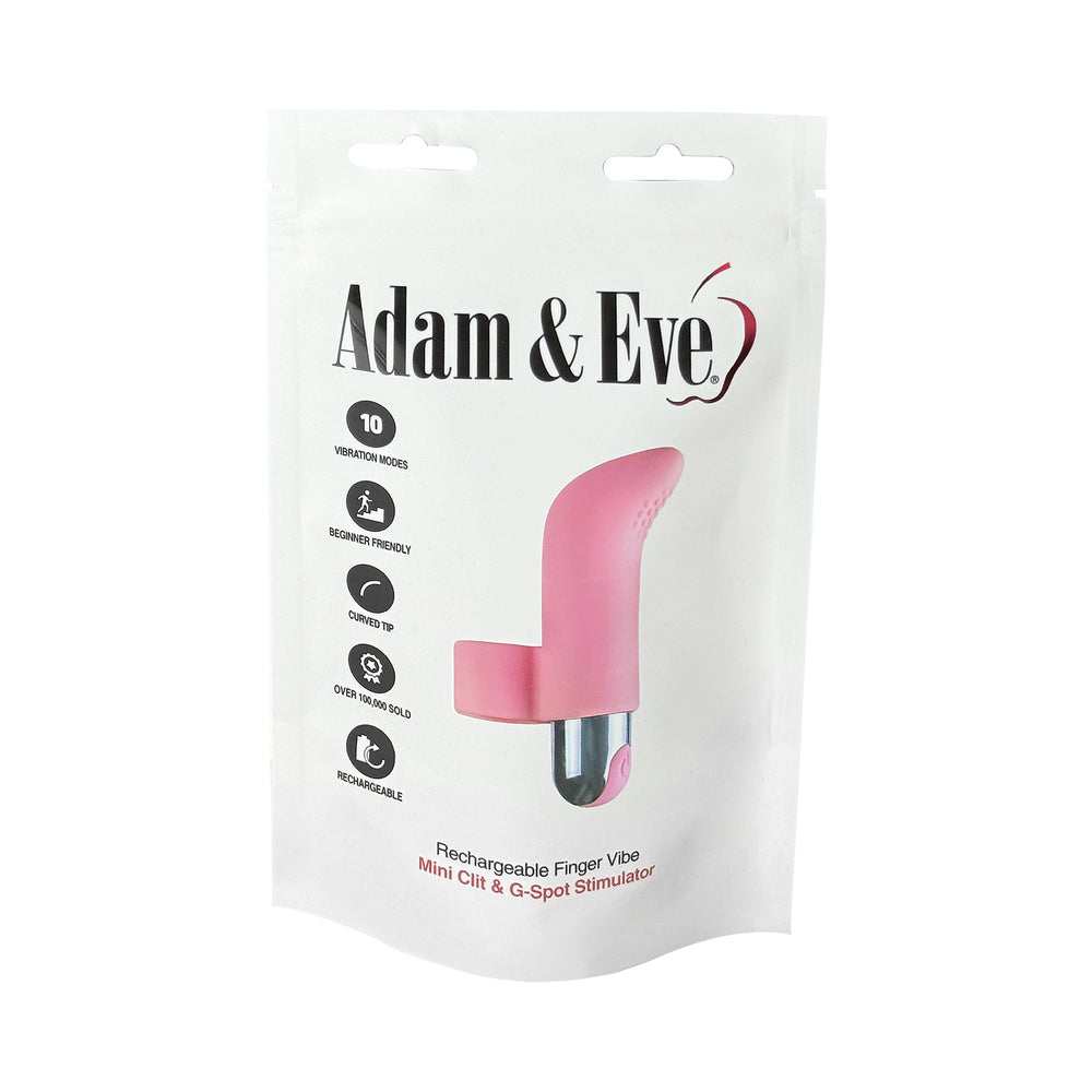 Adam & Eve Silicone Rechargeable Finger Vibe – Light Pink