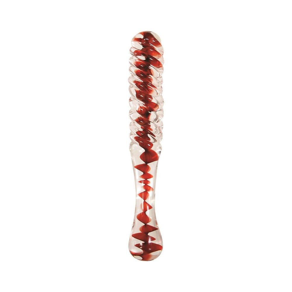 Adam & Eve Eve's Sweetheart Swirl Glass Dildo – Red, Textured Glass