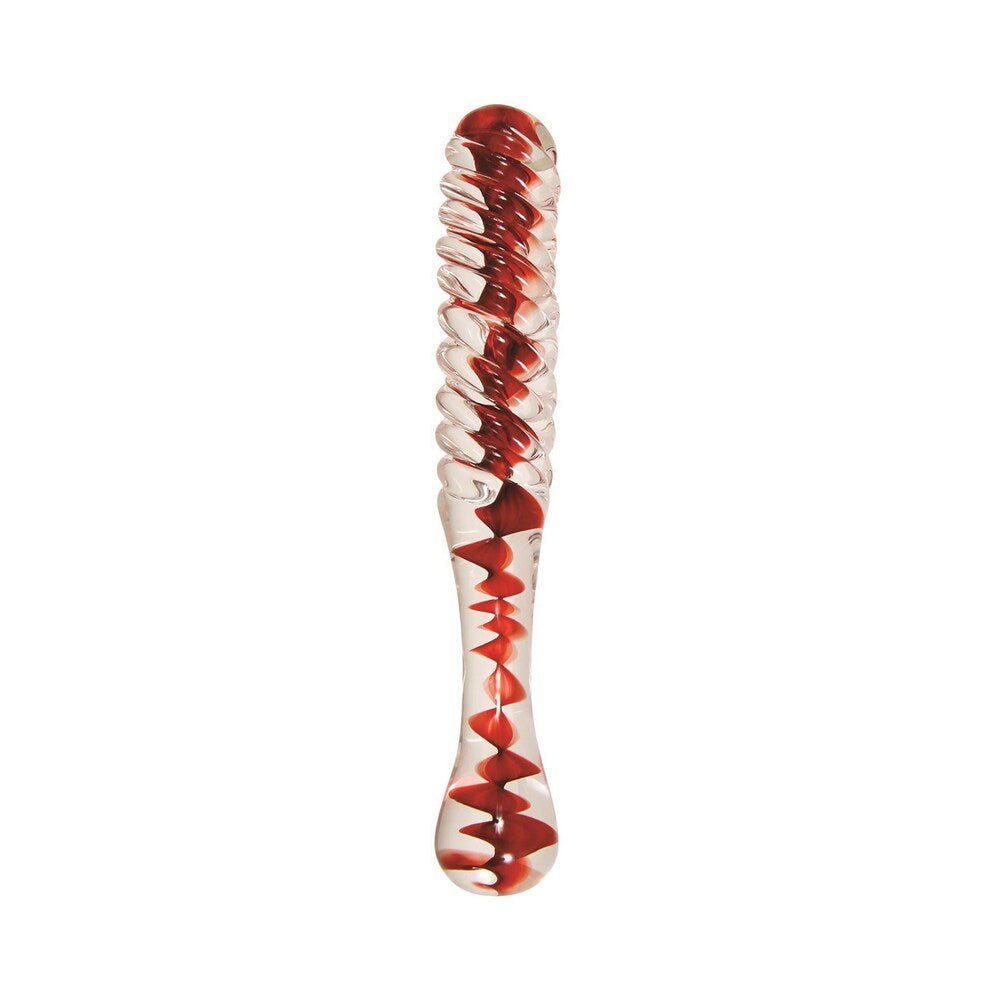 Adam & Eve Eve's Sweetheart Swirl Glass Dildo – Red, Textured Glass