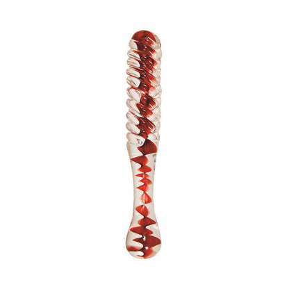 Adam & Eve Eve's Sweetheart Swirl Glass Dildo – Red, Textured Glass