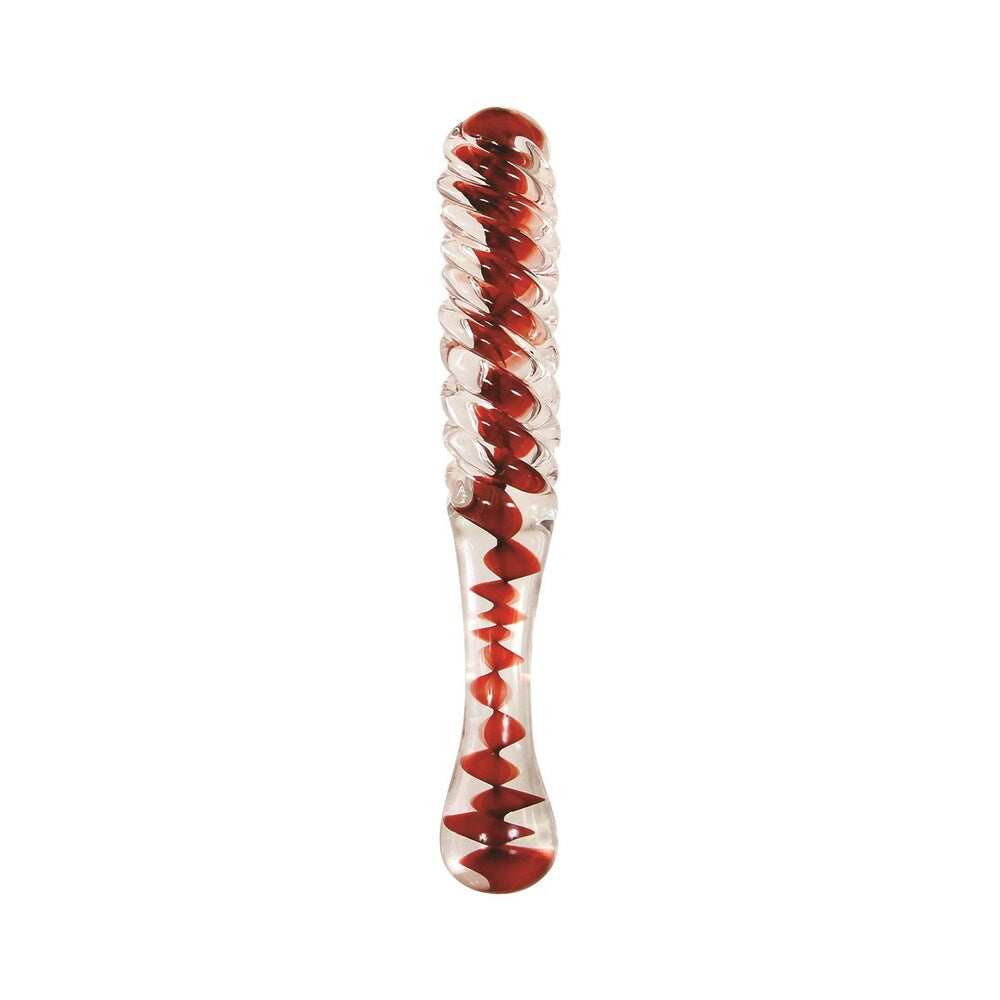 Adam & Eve Eve's Sweetheart Swirl Glass Dildo – Red, Textured Glass