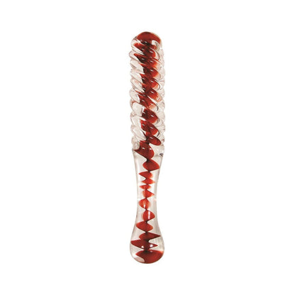 Adam & Eve Eve's Sweetheart Swirl Glass Dildo – Red, Textured Glass