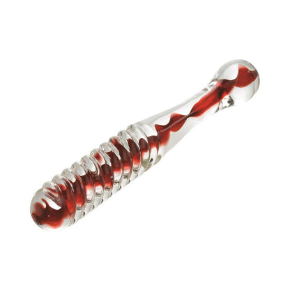 Adam & Eve Eve's Sweetheart Swirl Glass Dildo – Red, Textured Glass
