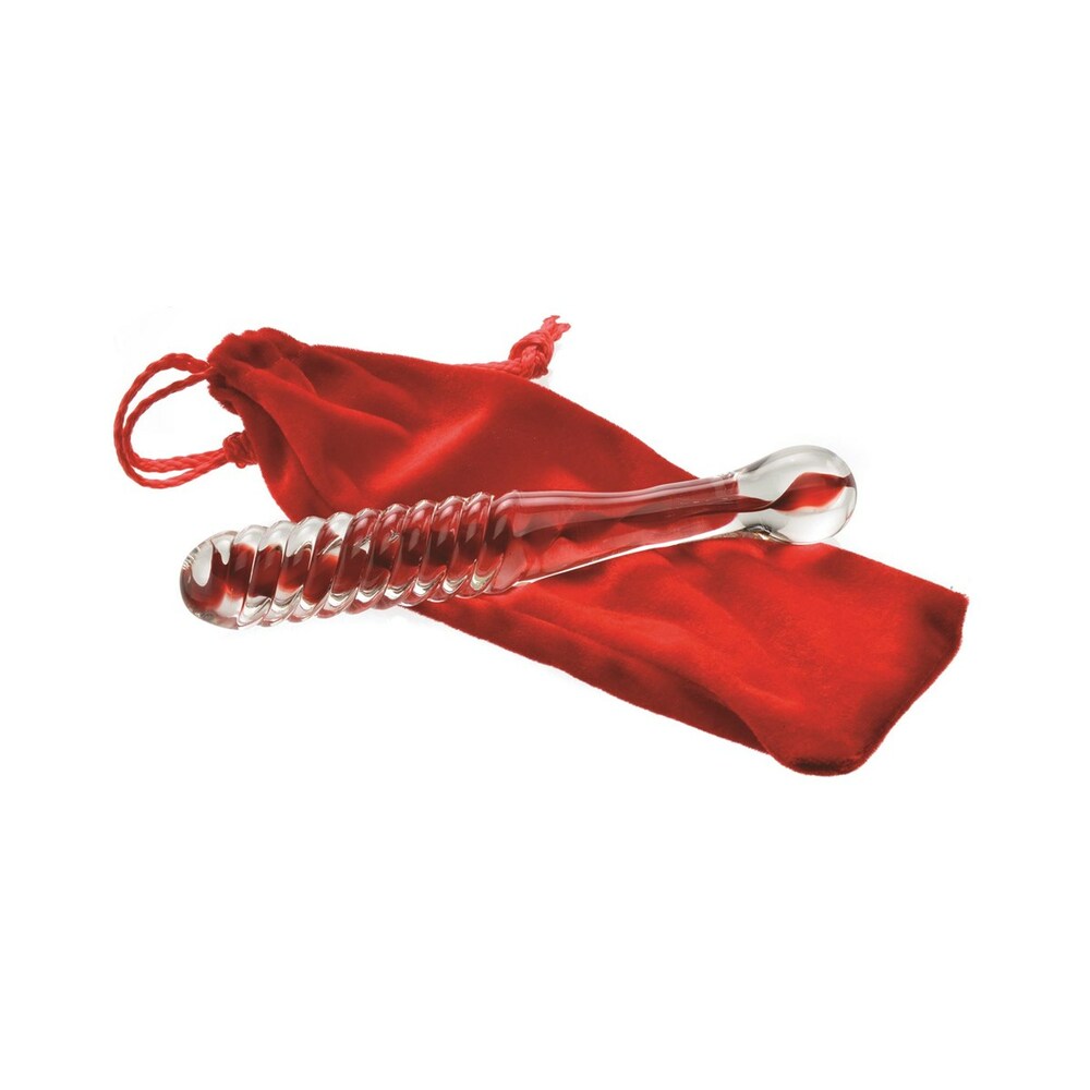 Adam & Eve Eve's Sweetheart Swirl Glass Dildo – Red, Textured Glass