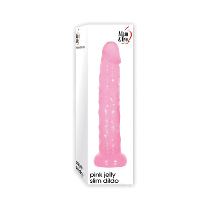 Adam & Eve Pink Jelly Slim Dildo – Realistic Design for Vaginal and Anal Play – Light Pink