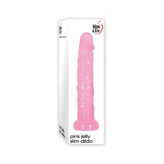 Adam & Eve Pink Jelly Slim Dildo – Realistic Design for Vaginal and Anal Play – Light Pink