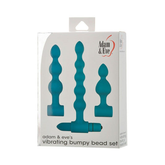 Adam & Eve Vibrating Bumpy Bead Set – Anal Plug Set with Vibrating Bullet – Teal