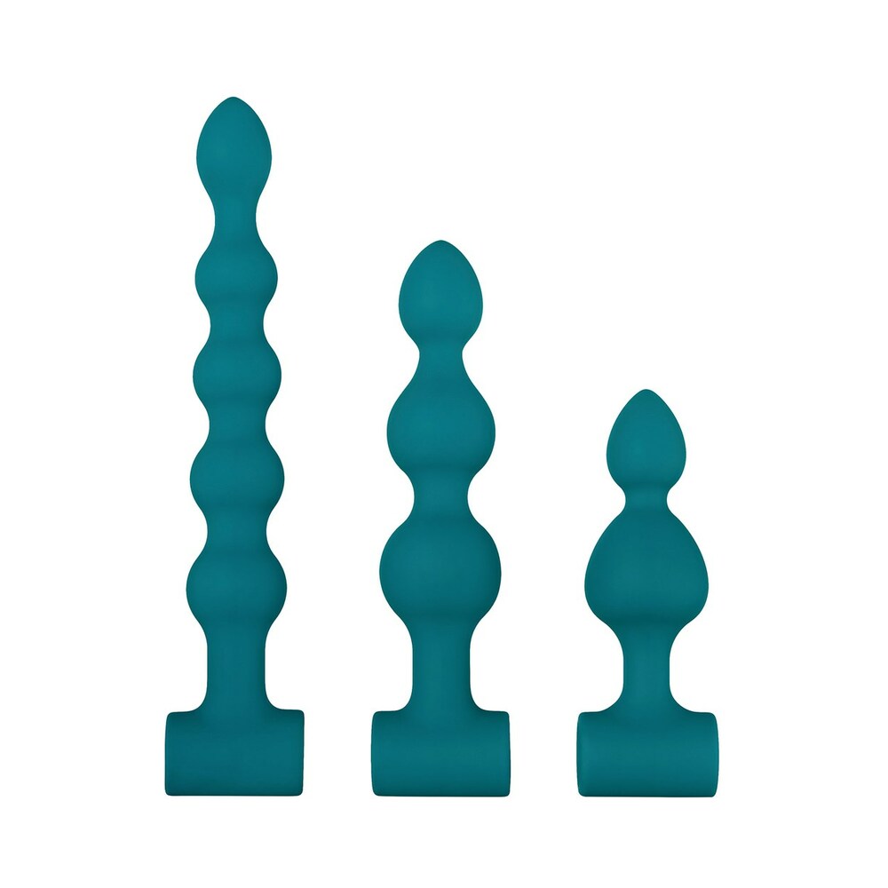Adam & Eve Vibrating Bumpy Bead Set – Anal Plug Set with Vibrating Bullet – Teal