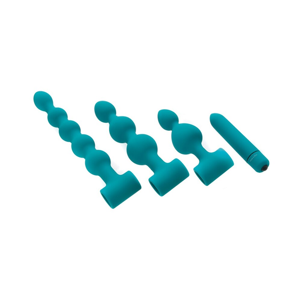 Adam & Eve Vibrating Bumpy Bead Set – Anal Plug Set with Vibrating Bullet – Teal