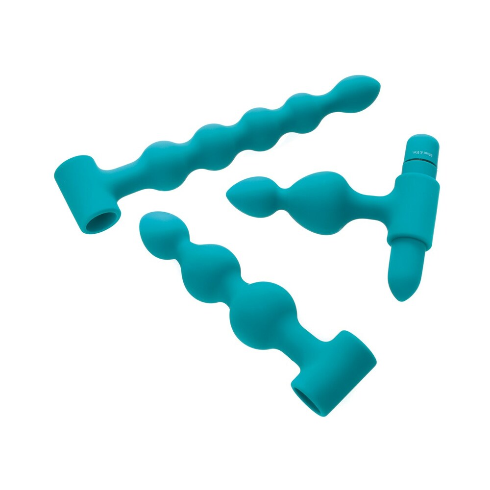Adam & Eve Vibrating Bumpy Bead Set – Anal Plug Set with Vibrating Bullet – Teal