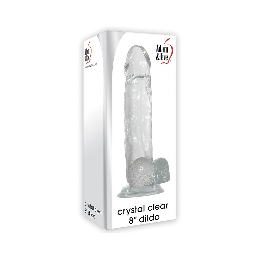Adam & Eve Crystal Clear 8 in. Dildo with Suction Cup Base - Clear