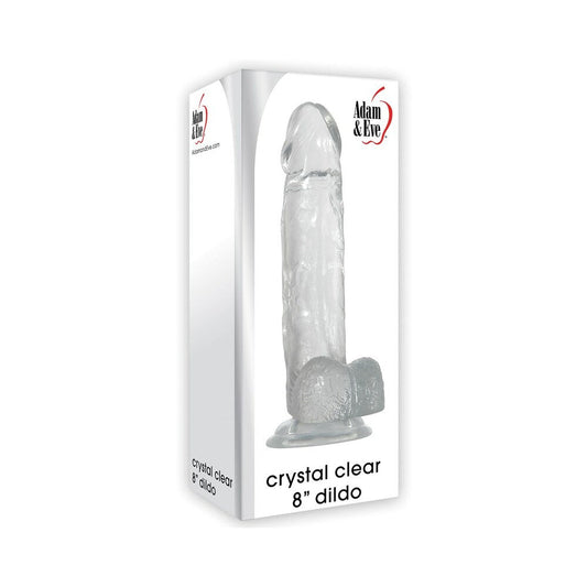 Adam & Eve Crystal Clear 8 in. Dildo with Suction Cup Base - Clear