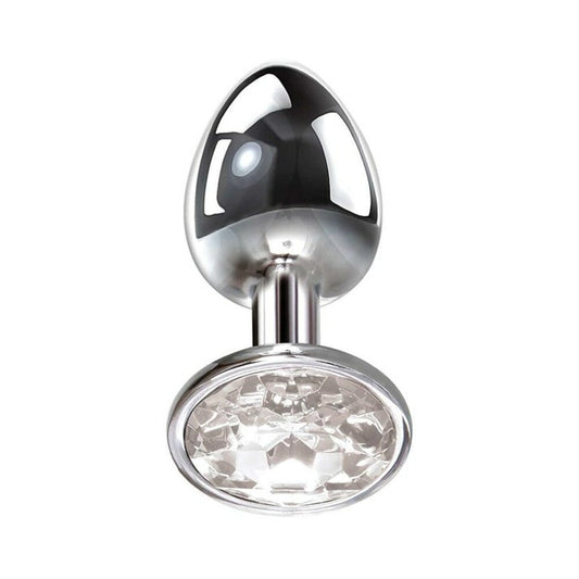 Adam & Eve Clear Gem Small Anal Plug – Aluminum with Pink Jewel