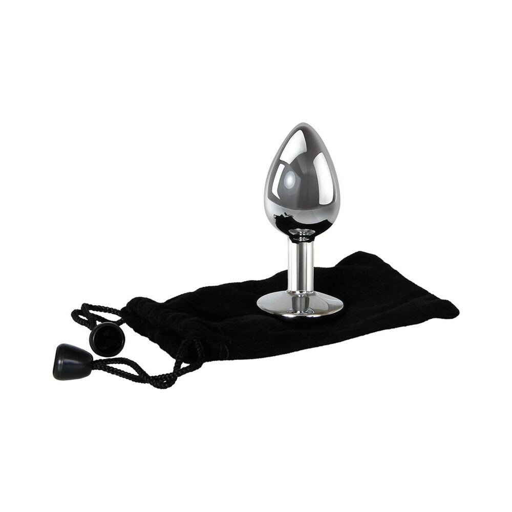 Adam & Eve Clear Gem Small Anal Plug – Aluminum with Pink Jewel