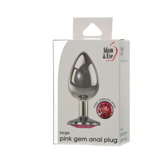 Adam & Eve Large Pink Gem Anal Plug – Aluminum, Temperature Play