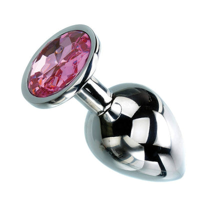Adam & Eve Large Pink Gem Anal Plug – Aluminum, Temperature Play