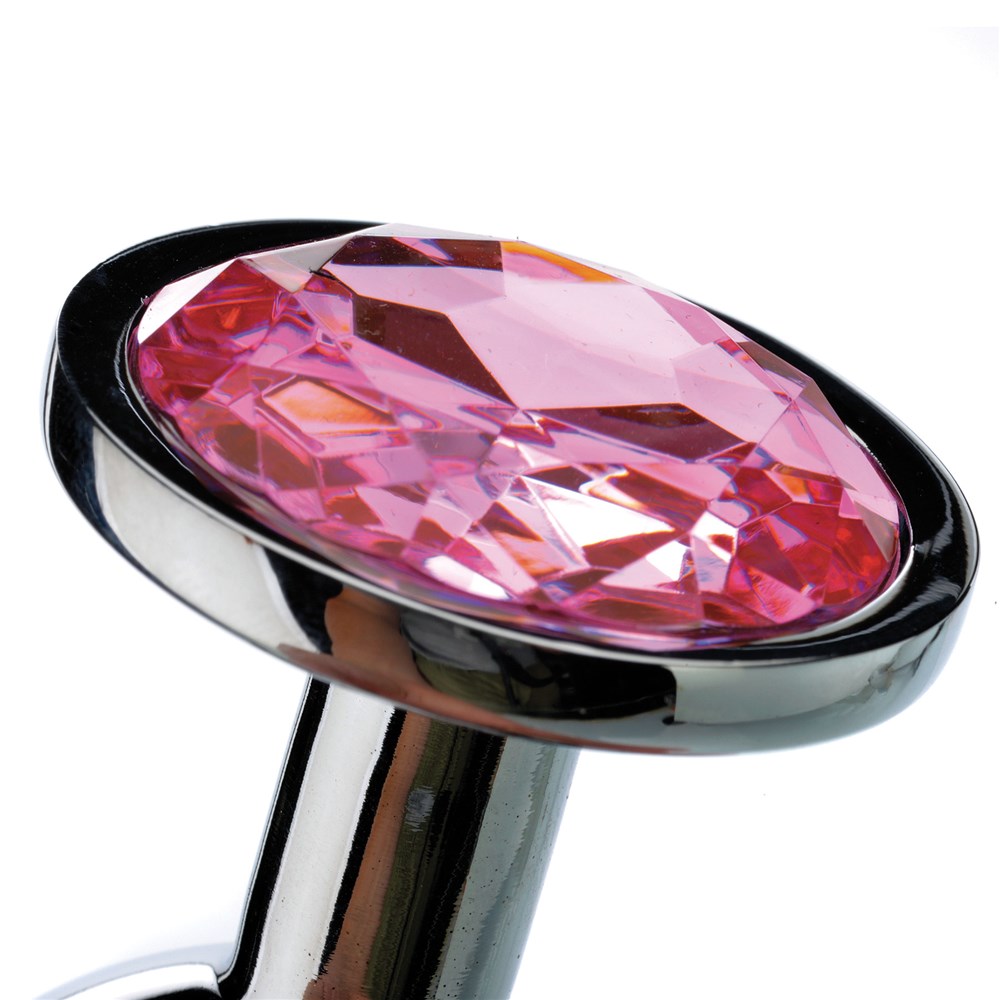 Adam & Eve Large Pink Gem Anal Plug – Aluminum, Temperature Play