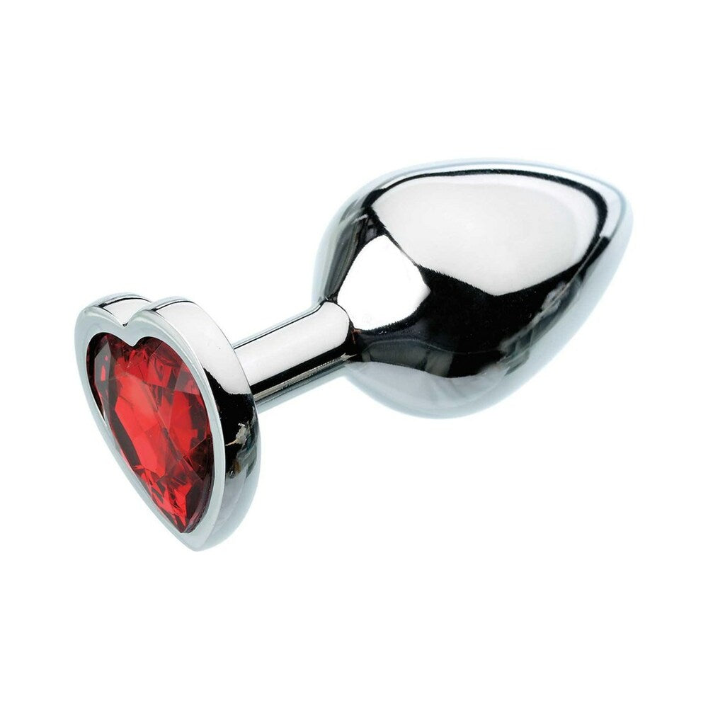 Adam & Eve Red Hearts Gem Medium Anal Plug with Tapered Tip