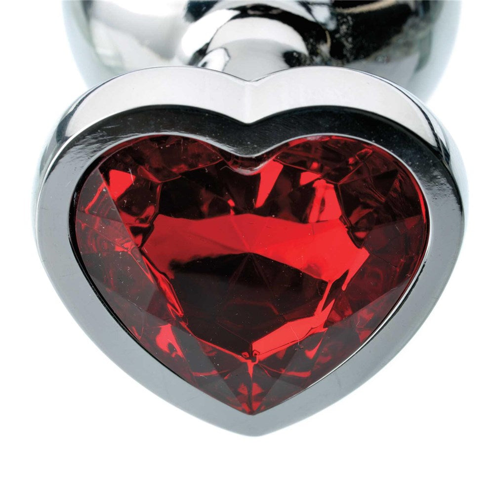 Adam & Eve Red Hearts Gem Medium Anal Plug with Tapered Tip