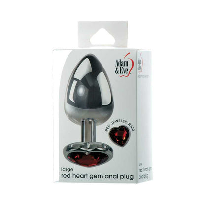 Adam & Eve Red Hearts Gem Large Anal Plug – Metal with Sparkly Red Gem