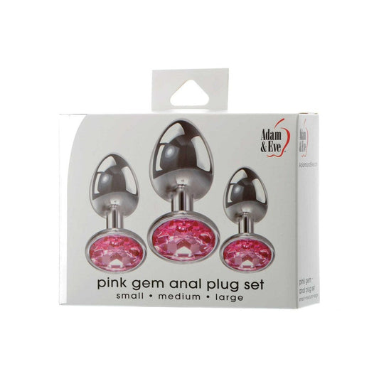 Adam & Eve Pink Gem Anal Plug Set – Set of 3 Graduated Sizes for Anal Training – Light Pink