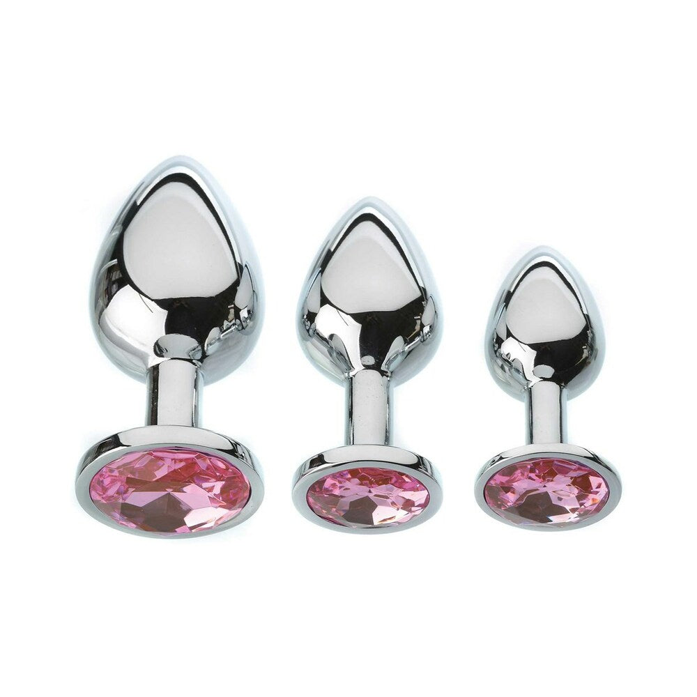 Adam & Eve Pink Gem Anal Plug Set – Set of 3 Graduated Sizes for Anal Training – Light Pink