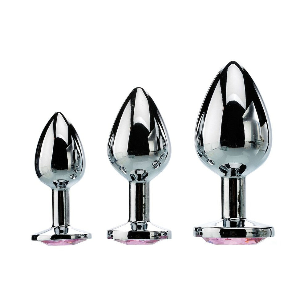 Adam & Eve Pink Gem Anal Plug Set – Set of 3 Graduated Sizes for Anal Training – Light Pink