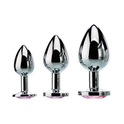Adam & Eve Pink Gem Anal Plug Set – Set of 3 Graduated Sizes for Anal Training – Light Pink