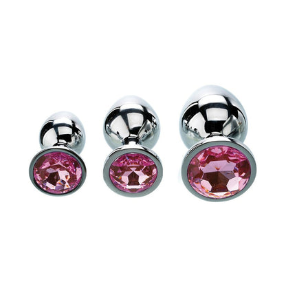 Adam & Eve Pink Gem Anal Plug Set – Set of 3 Graduated Sizes for Anal Training – Light Pink