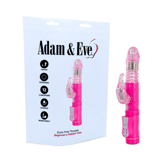 Adam & Eve Eve's First Thruster Rabbit Vibrator with Thrusting and Rotating Features - Hot Pink