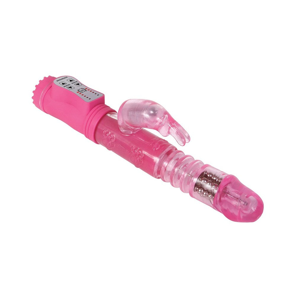 Adam & Eve Eve's First Thruster Rabbit Vibrator with Thrusting and Rotating Features - Hot Pink