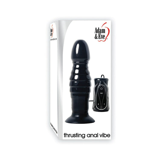 Adam & Eve Thrusting Anal Vibe – Black – Waterproof Anal Vibrator with Thrusting and Vibration Features