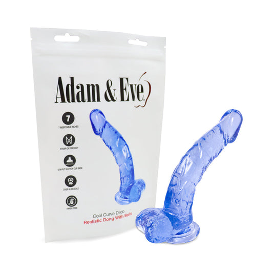 Adam & Eve Cool Curve Jelly Dildo – Blue – Curvy Design for G-Spot and P-Spot Stimulation