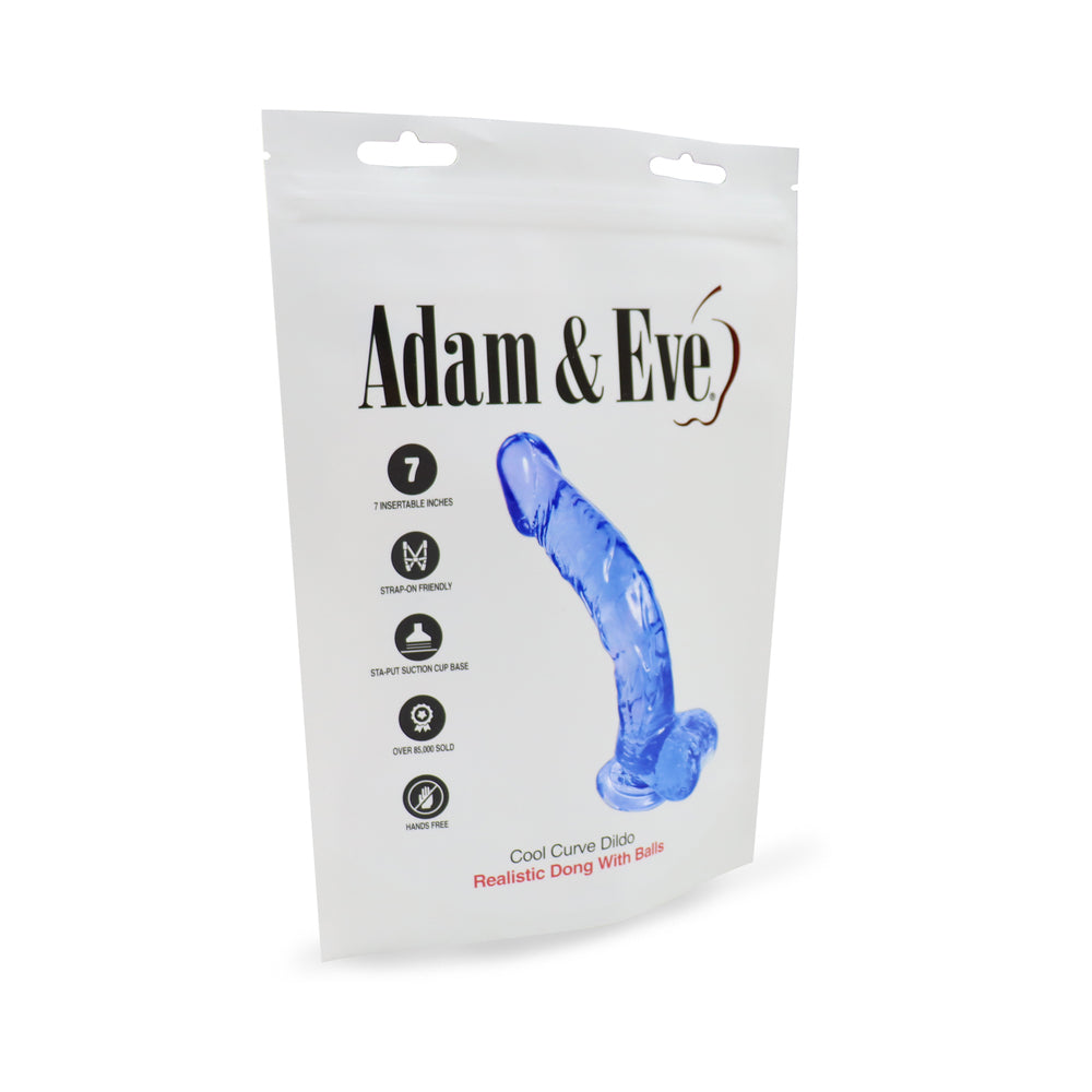 Adam & Eve Cool Curve Jelly Dildo – Blue – Curvy Design for G-Spot and P-Spot Stimulation