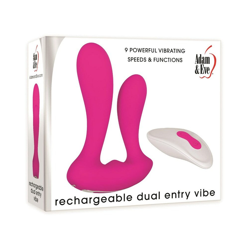 Adam & Eve Dual Entry Vibrator with Remote – Hot Pink