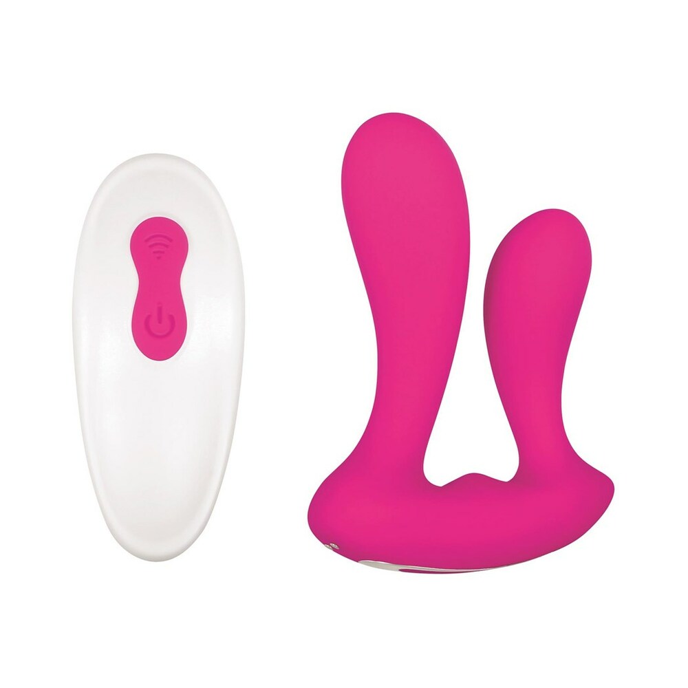 Adam & Eve Dual Entry Vibrator with Remote – Hot Pink