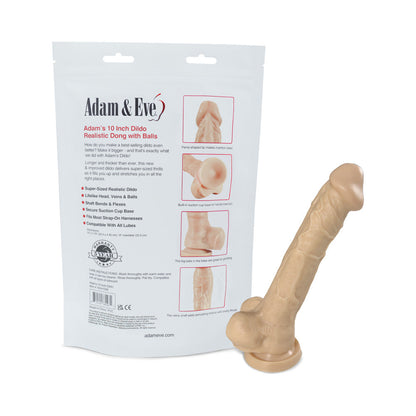 Adam & Eve Adam's Cock 10 in. Dildo – Realistic Design with Suction Cup Base – Vanilla/Ivory/Beige