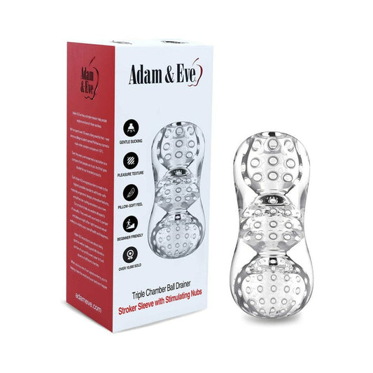 Adam & Eve Triple Chamber Ball Drainer – Clear Stroker