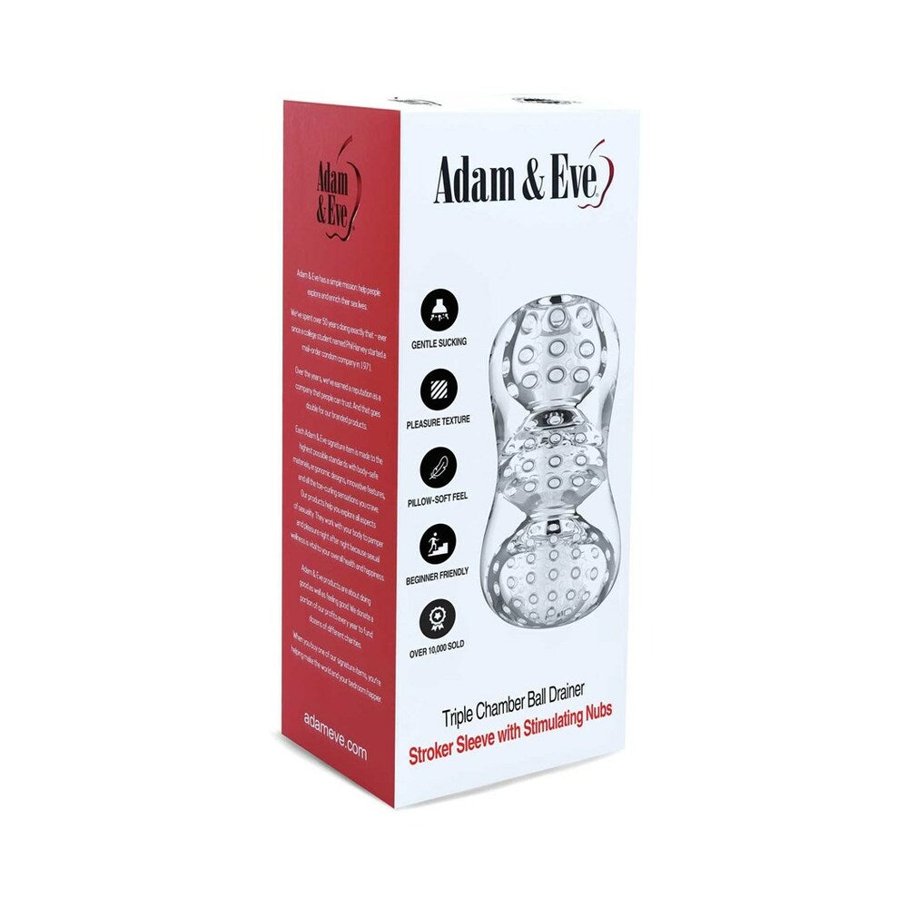 Adam & Eve Triple Chamber Ball Drainer – Clear Stroker