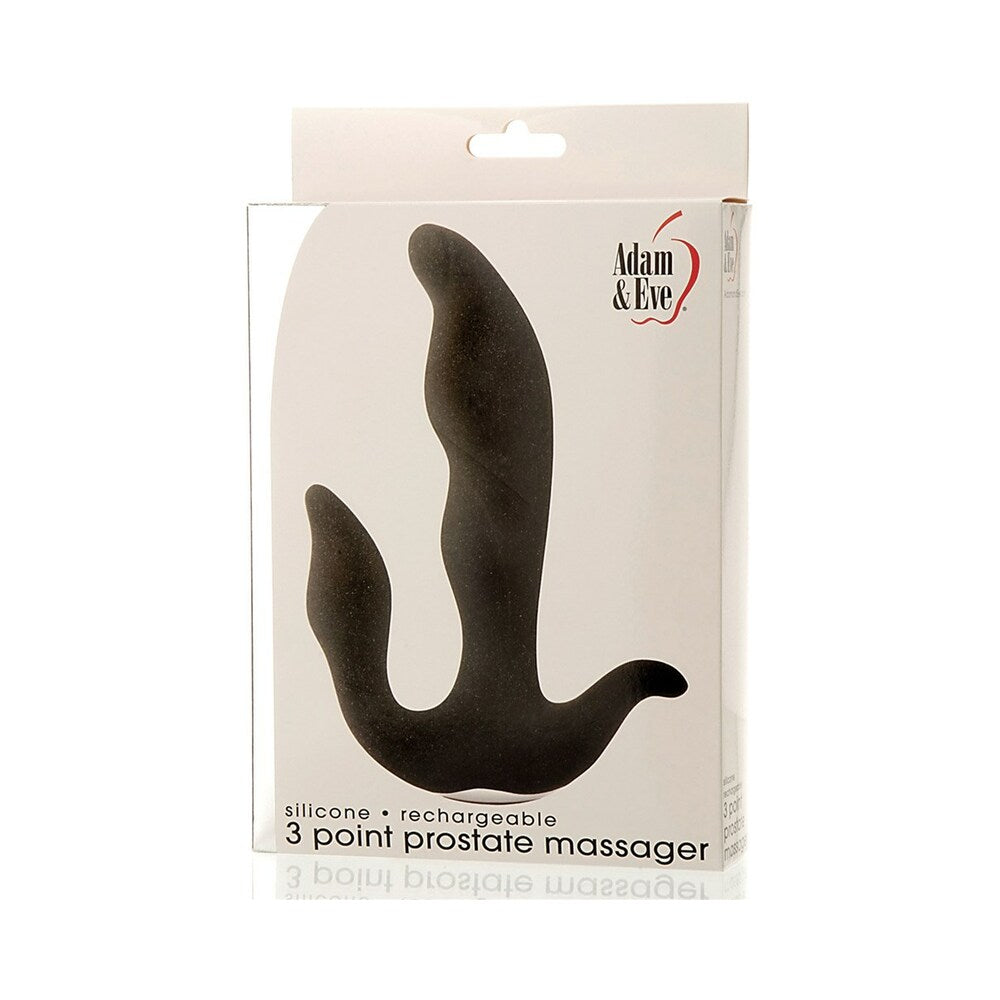 Adam & Eve 3 Point Prostate Massager - Black - Silicone with Vibrating Features