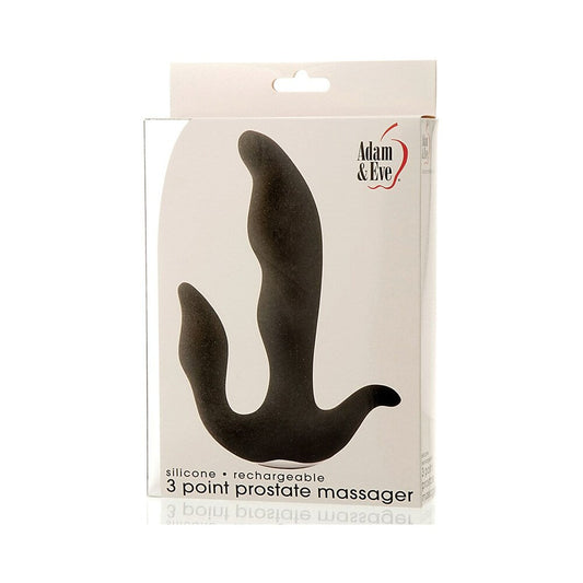 Adam & Eve 3 Point Prostate Massager - Black - Silicone with Vibrating Features