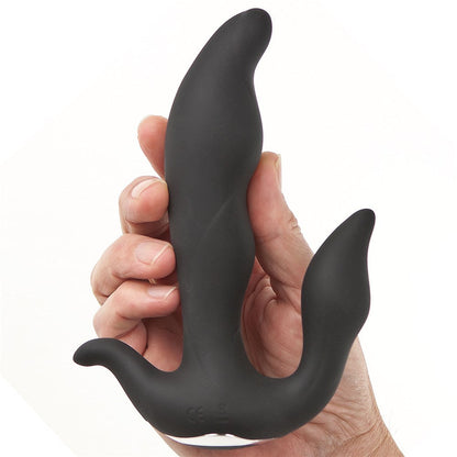 Adam & Eve 3 Point Prostate Massager - Black - Silicone with Vibrating Features