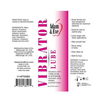 Adam & Eve Vibrator Lubricant 4 oz – Water-Based, Unscented