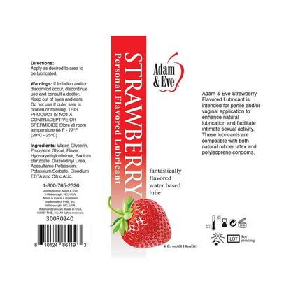 Adam & Eve Flavored Lubricant Strawberry 4 oz – Sugar-Free Fruit Flavor