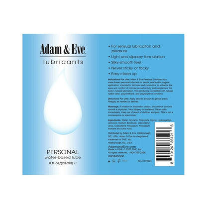 Adam & Eve Personal Water-Based Lubricant 8 oz – Clear